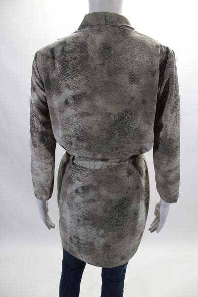 Wilfred Womens Gray Snakeskin Print Cowl Neck Belt Long Sleeve Jacket Size 6