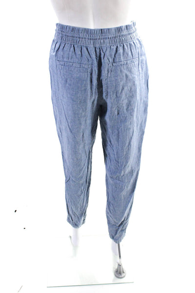 Athleta Womens Denim Blue Linen Drawstring Cuff Ankle Jogger Pants Size 2