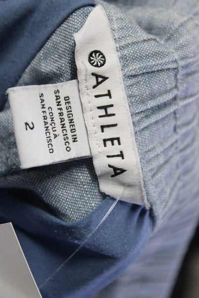 Athleta Womens Denim Blue Linen Drawstring Cuff Ankle Jogger Pants Size 2