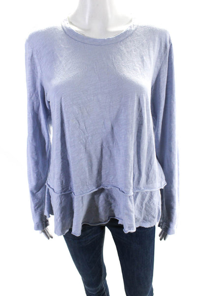 Wilt Womens Cotton Round Neck Long Sleeve Peplum Casual Blouse Top Lilac Size S