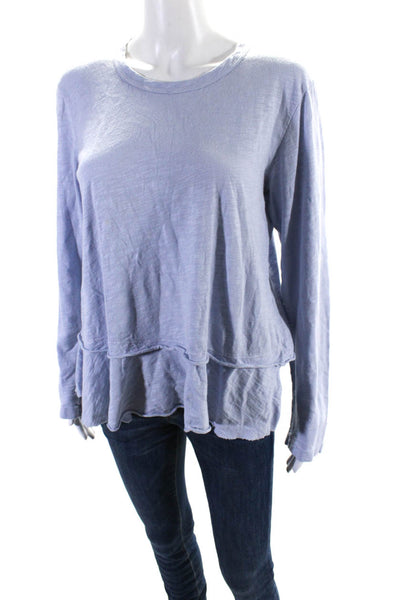 Wilt Womens Cotton Round Neck Long Sleeve Peplum Casual Blouse Top Lilac Size S