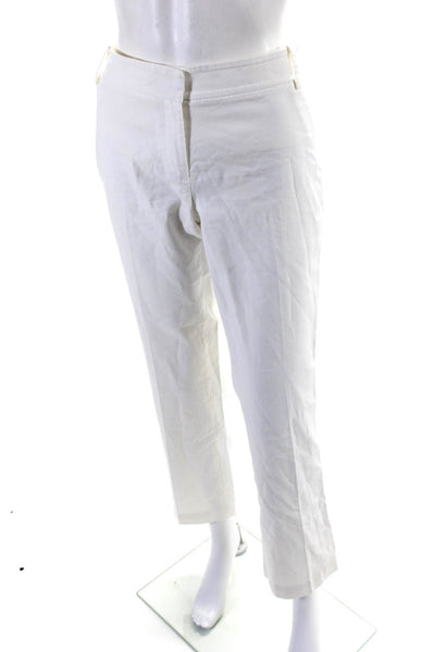 Robert Rodriguez Womens Cotton Hook & Eye Zipped Straight Pants White Size 6