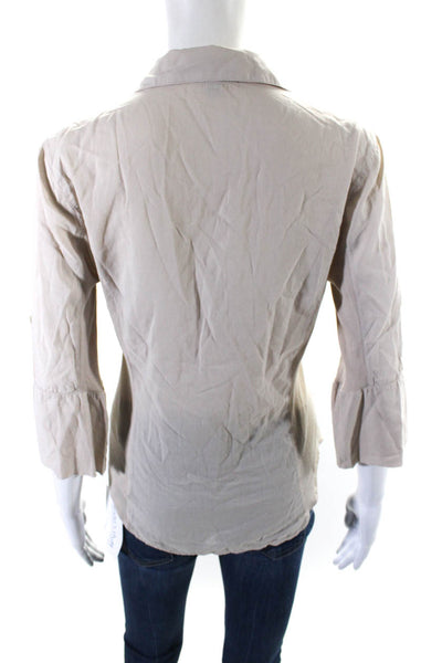 Standard James Perse Womens Ribbed Button Down Shirt Beige Cotton Size 2