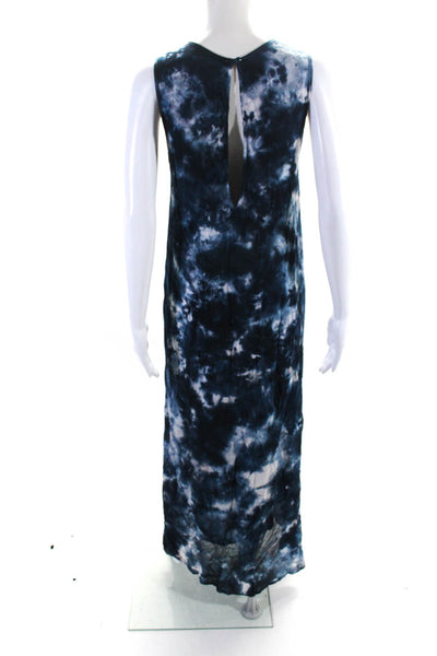 YFB Womens Layered Tie Dye Print Round Neck Sleeveless Maxi Dress Navy Size S