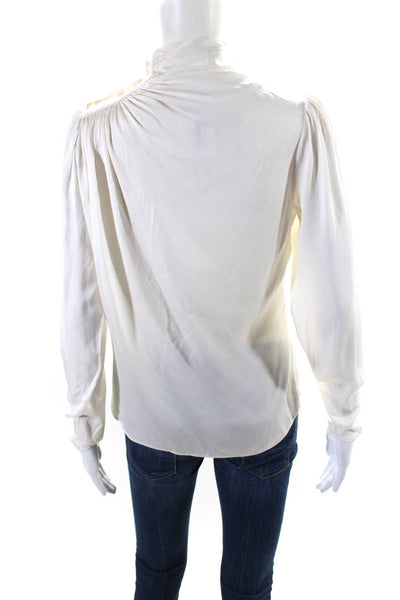 Intermix Womens Silk Jeweled Buttoned Cuff Long Sleeve Blouse White Size 0