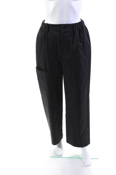 Adeam Women's Elastic Waist Flat Front Straight Leg Shibuya Pant Gray Size S