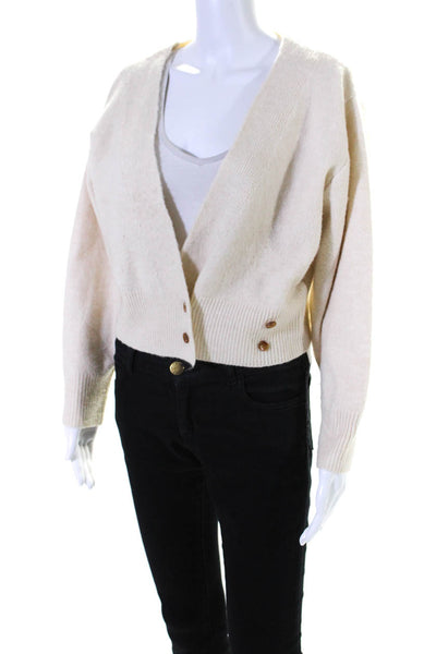 Fore Womens Long Sleeves Button Closure Cardigan Sweater White Size Medium