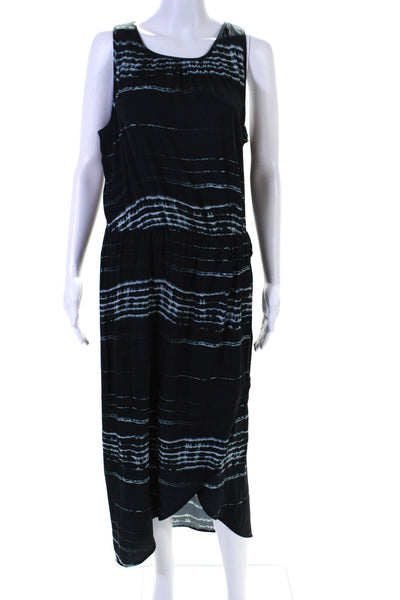 Tart Womens Tie Dye Print Sleeveless Tulip Maxi Dress Navy Blue Size Large