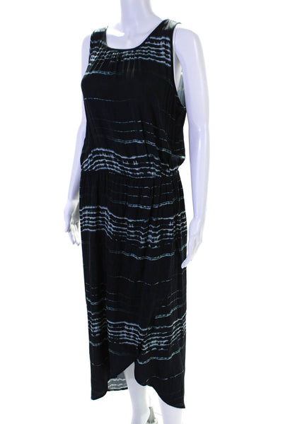 Tart Womens Tie Dye Print Sleeveless Tulip Maxi Dress Navy Blue Size Large