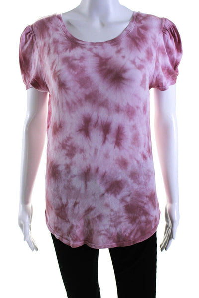 Generation Love Womens Short Sleeve Scoop Neck Tie Dyed Tee Shirt Pink Small