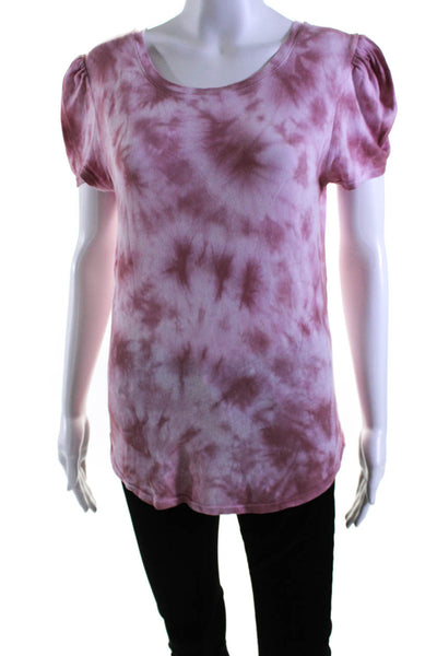 Generation Love Womens Short Sleeve Scoop Neck Tie Dyed Tee Shirt Pink Small