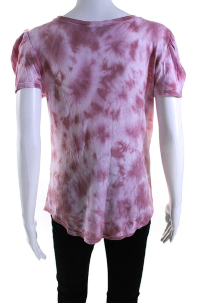 Generation Love Womens Short Sleeve Scoop Neck Tie Dyed Tee Shirt Pink Small