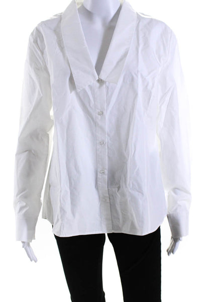 Gestuz Womens Long Sleeve Button Up Shirt Blouse White Cotton Size EU 42