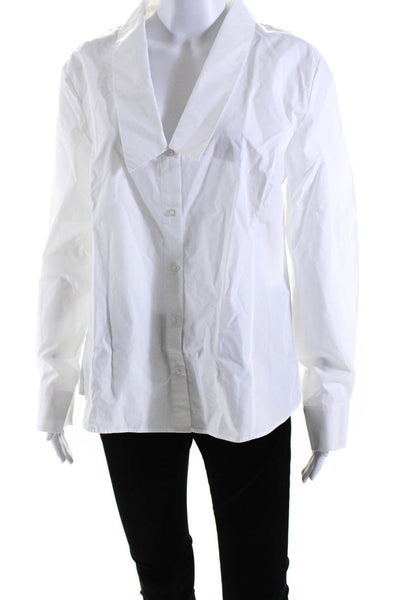 Gestuz Womens Long Sleeve Button Up Shirt Blouse White Cotton Size EU 42