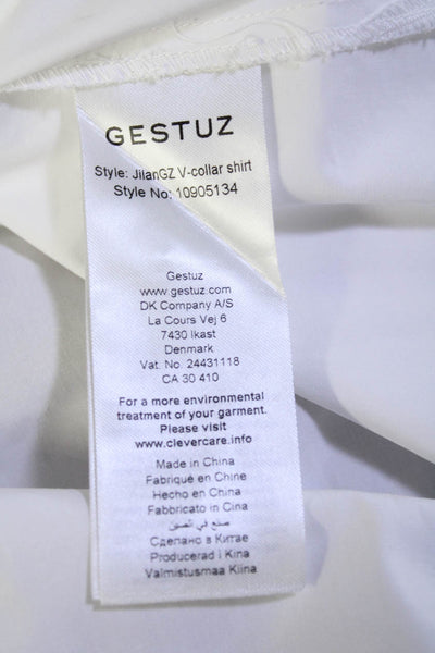 Gestuz Womens Long Sleeve Button Up Shirt Blouse White Cotton Size EU 42