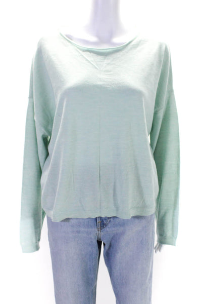 J Crew Womens Crew Neck Drop Shoulder Oversize Sweater Mint Green Wool Large