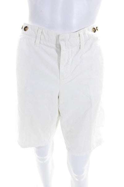 Vince Womens Mid Rise Flat Front Rover Bermuda Shorts White Cotton Size 29