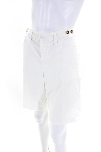 Vince Womens Mid Rise Flat Front Rover Bermuda Shorts White Cotton Size 29