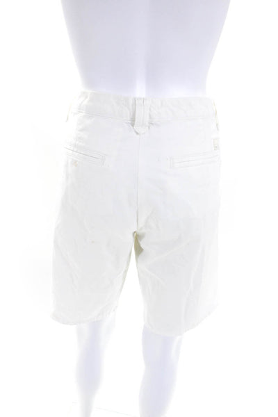 Vince Womens Mid Rise Flat Front Rover Bermuda Shorts White Cotton Size 29