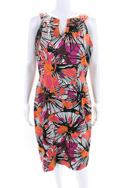 David Meister Womens Cotton Abstract Print V-Neck Dress Multicolor Dress Size 10