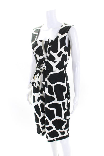 David Meister Womens Cotton Abstract Square Neck Sleeveless Dress Black Size 10