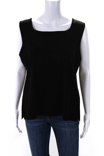 Misook Women's Round Neck Sleeveless Tank Top Blouse Black Size XL