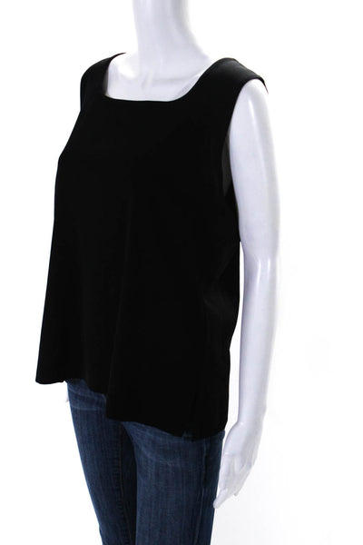 Misook Women's Round Neck Sleeveless Tank Top Blouse Black Size XL