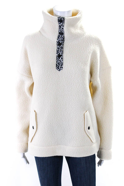 J Crew Womens Animal Print Collared Snap Buttoned Pullover Jacket White Size S