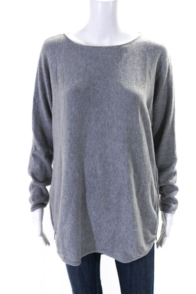 Michael Kors Womens Cotton Round Neck Pullover Long Sleeve Sweater Gray Size M