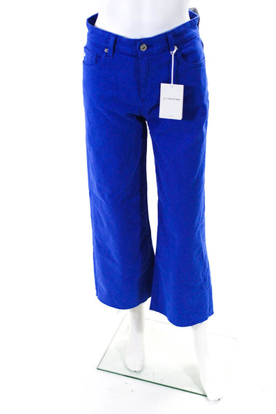 Misa Womens Knit High Risqe Straight Leg Pants Blue White Size Extra Small