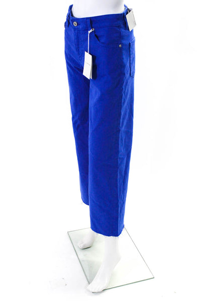 Misa Womens Knit High Risqe Straight Leg Pants Blue White Size Extra Small