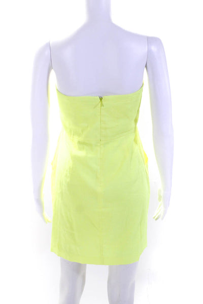 Theory Womens Linen Square Neck Pleated Sleeveless Short Dress Yellow Size 10