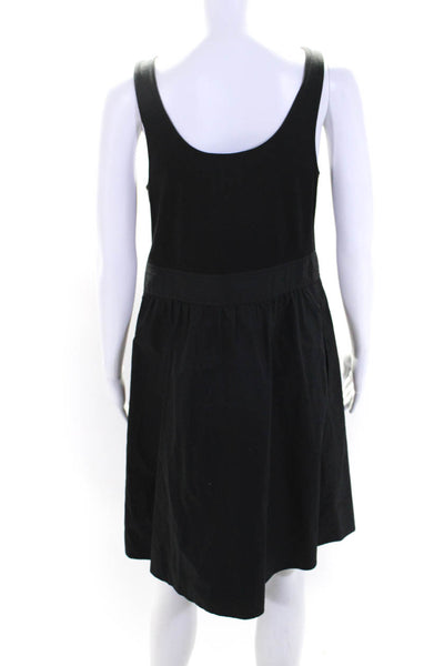 Theory Womens Cotton Zip Sleeveless Round Neck Empire Waist Dress Black Size 12