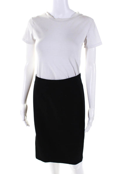 Eileen Fisher Womens Knit Stretch Unlined Knee Length Pencil Skirt Black Size XS