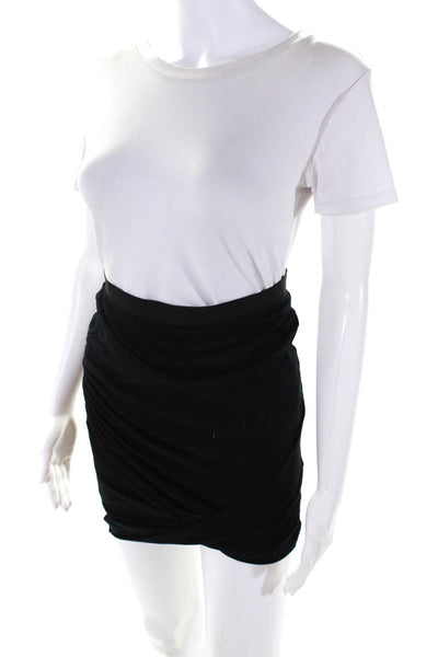 Helmut Lang Womens Solid Black Pull On Ruched Mini Pencil Skirt Size S