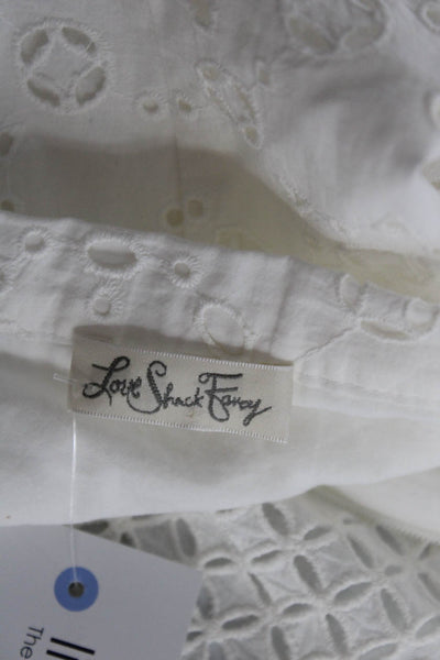 Love Shack Fancy Womens White Cotton Eyelet Lined A-Line Skirt Size 2