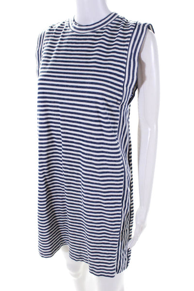 Grey State Womens Cotton Striped Print Crewneck Kimmy Dress Blue White Size M