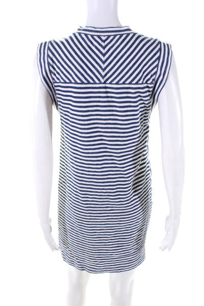 Grey State Womens Cotton Striped Print Crewneck Kimmy Dress Blue White Size M