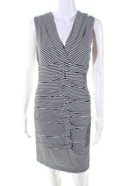 Nicole Miller Womens Stretch Metallic V-Neck Sleeveless Dress White Size PM