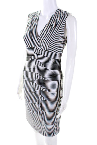 Nicole Miller Womens Stretch Metallic V-Neck Sleeveless Dress White Size PM