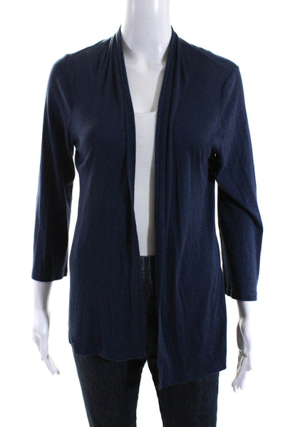 Michael Stars Womens Cotton Jersey 3/4 Sleeve Open Cardigan Navy Blue Size OS