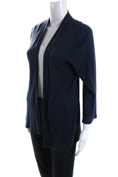 Michael Stars Womens Cotton Jersey 3/4 Sleeve Open Cardigan Navy Blue Size OS