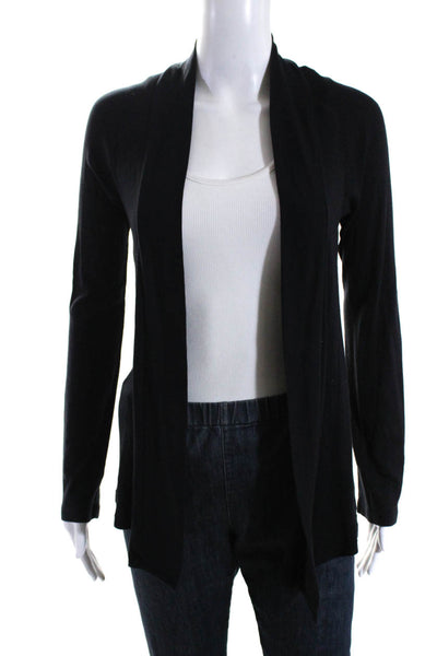 Splendid Womens Cotton Ribbed Knit Long Sleeve Sweater Cardigan Black Size S