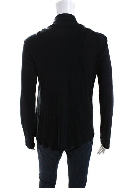 Splendid Womens Cotton Ribbed Knit Long Sleeve Sweater Cardigan Black Size S