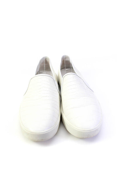 Vince Womens Leather Alligator Embossed Slip On Sneakers White Size 10US 40EU