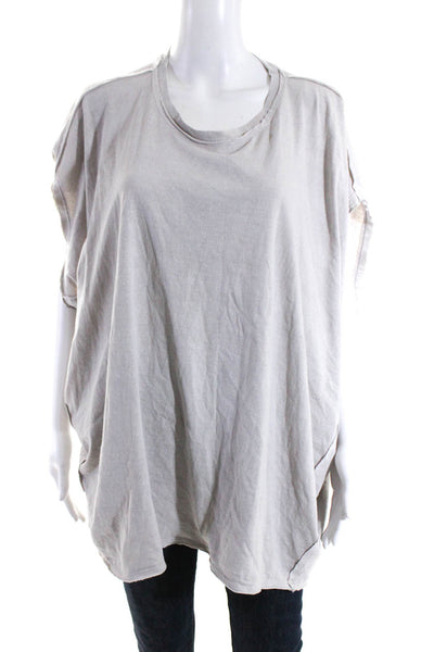 We The Free Womens Cotton Round Neck Short Sleeve Pullover Top Beige Size S