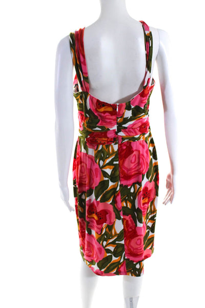 David Meister Womens Floral Print Gathered Halter Neck Shift Dress Red Size 10