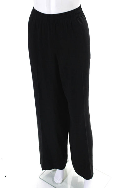 Vince Womens Ruched Drawstring Elastic Waist Tied Wide Leg Pants Black Size 12