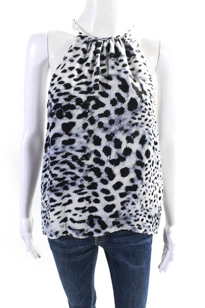 Parker Women's Scoop Neck Sleeveless Animal Print Silk Tank Top Size S