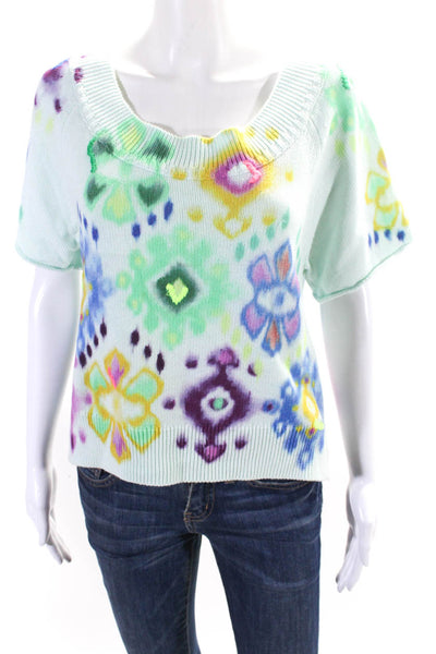 Anthropologie Women's Boat Neck Short Sleeves Multicolor Pullover Sweater Size S